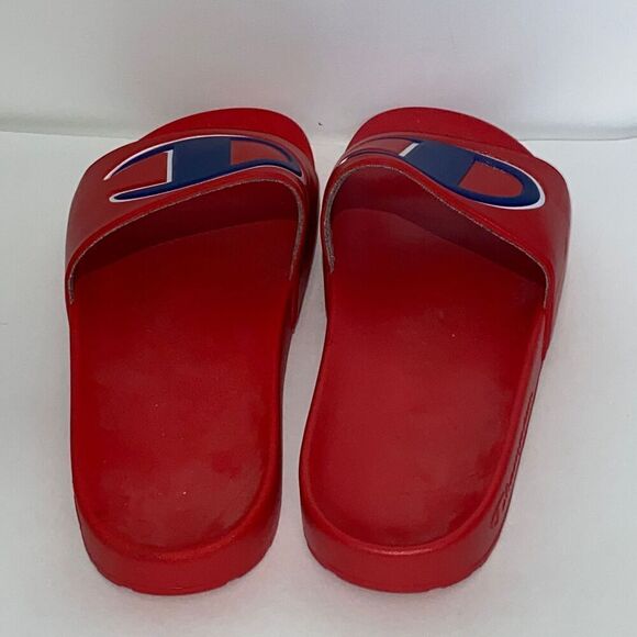 Champion Men's Red Blue IPO Logo One Strap Slide Sandals Size 13 - Picture 6 of 11